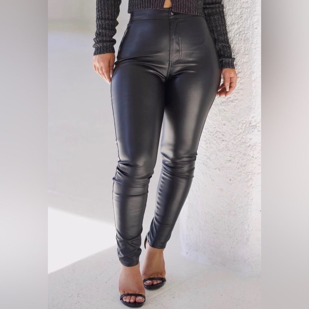 Black Vegan Leather Pants